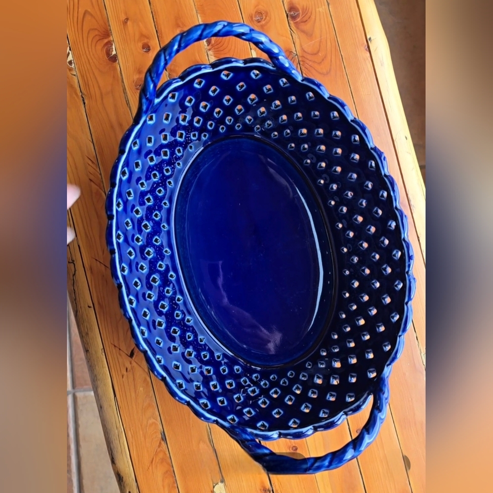 Vintage MMA Lattice Woven Ceramic Bowl w/Handles